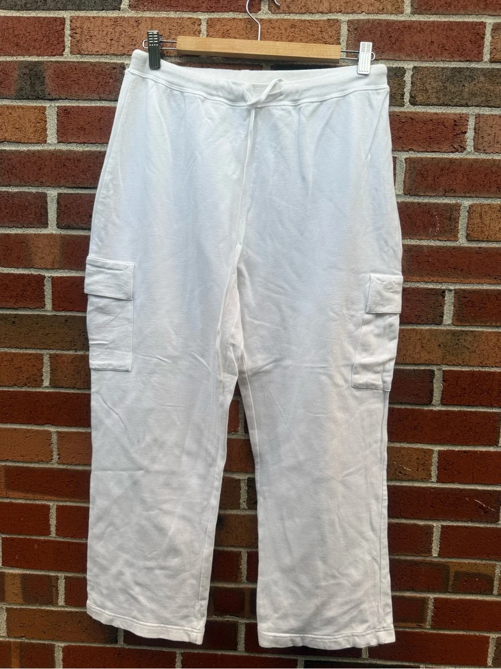 N.Y.L. New York Laundry White Cargo Sweatpants Size Large Cotton Stretch